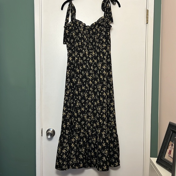 Anthropologie Black Floral Midi Dress - Picture 9 of 11